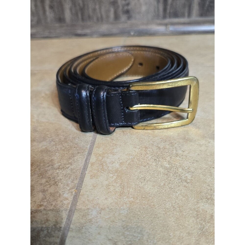 Allen Edmonds Black Leather Belt with Brass Buckle